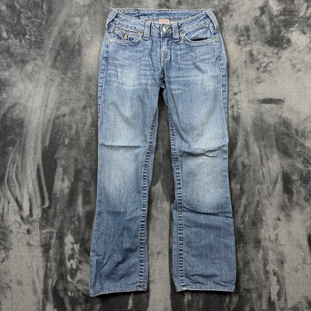 True Religion Bootcut Jeans Womens 24 Blue Low Rise Flap Pocket Y2K USA
